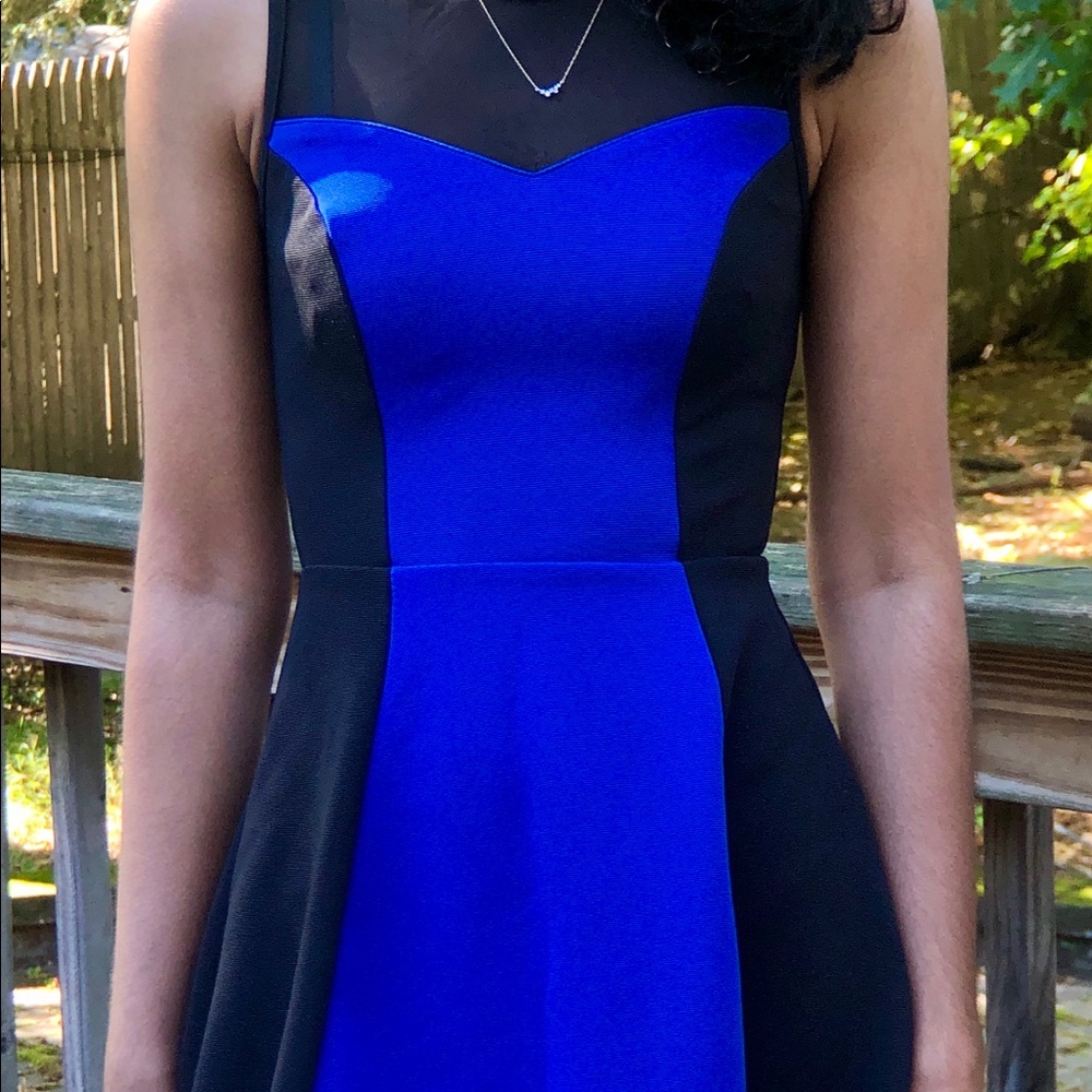 Striking Blue and Black Cocktail Dress - XS